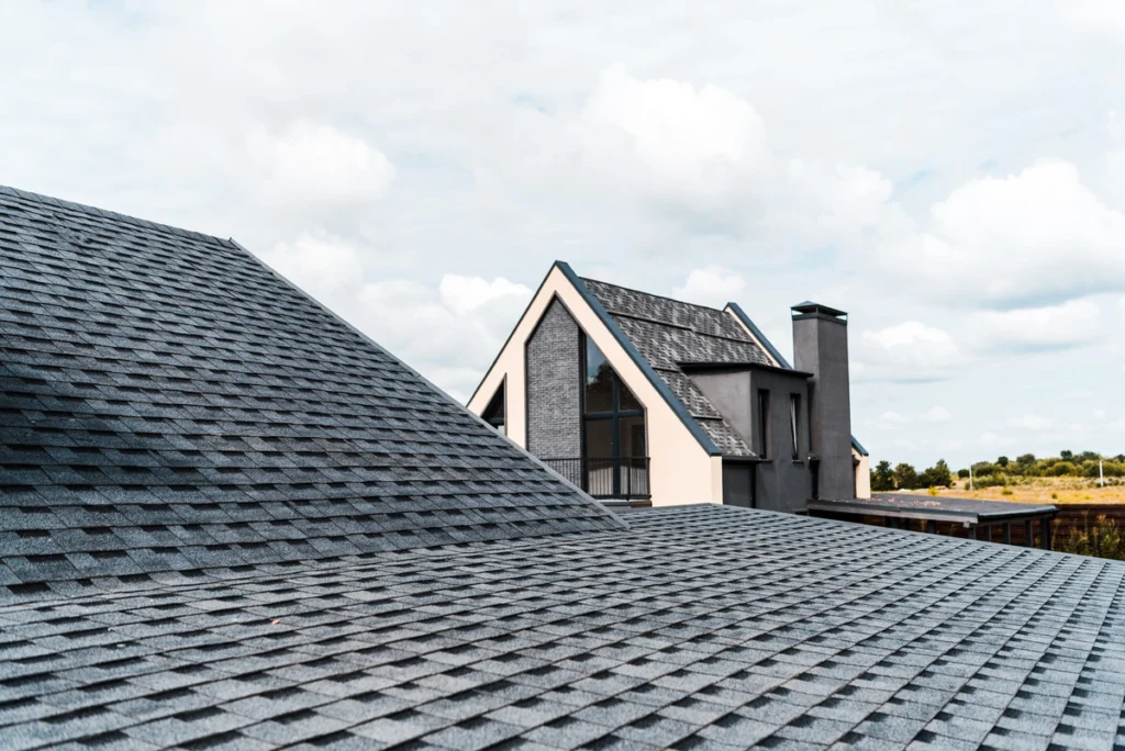 close up to house asphalt shingle roof 